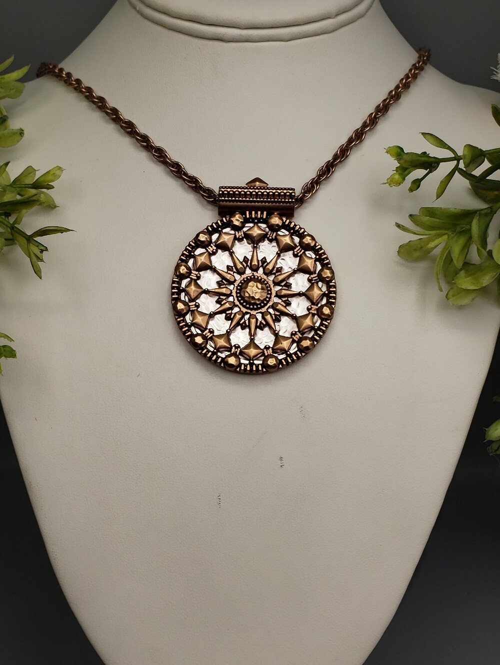 Heidi Klum "Wildlife" Large 2 Toned Medallion w/ Long Chain. Abstract Bohemian